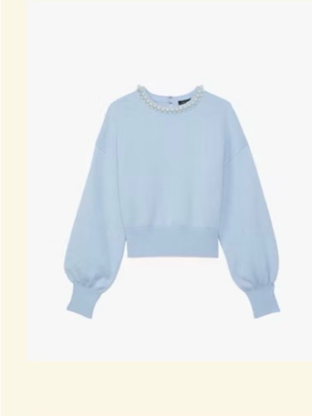 kate spade Light Blue Pearl-Trim Crewneck Sweater